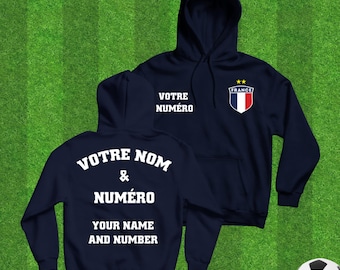 Sudadera personalizada de fútbol de Francia: nombre y número personalizados, sudadera con la bandera francesa