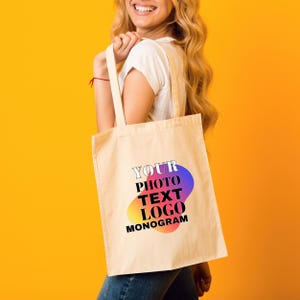 Custom Logo Bag, Personalized Tote Bags With Your Logo, Photo or Text, Business Logo Canvas Tote Bag, Trade Show Bags with Print on One Side