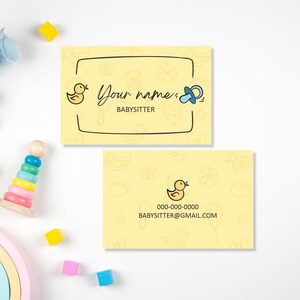 Biglietti da visita personalizzati per babysitter, biglietti da visita carini per servizi di tata su carta spessa, stampa a colori su entrambi i lati, biglietti per assistenza all'infanzia
