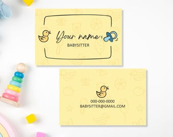 Custom Babysitter Business Cards, Full Color, Thick Paper
