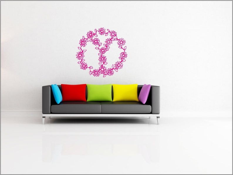 Fl Peace Sign Wall Decals Decal Symbol Sticker Flower Vinyl Art Home Interior Room Decor