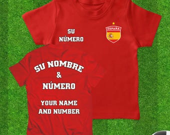 Personalized Spain Soccer Jersey, Kids Spanish Flag Football T-shirt
