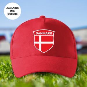 Denmark Soccer Cap, Danish Country Flag in Shield Hat, Printed Soccer Dad Cap, Denmark Emblem Football Unisex Cap, Scandinavia Soccer Cap