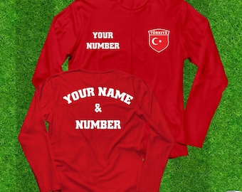 Personalisiertes Türkei Trikot: Personalisiertes Langarm-Fußballtrikot mit Name und Nummer