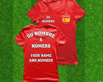 Personalized Spain Soccer Jersey: Women's Custom Football T-Shirt