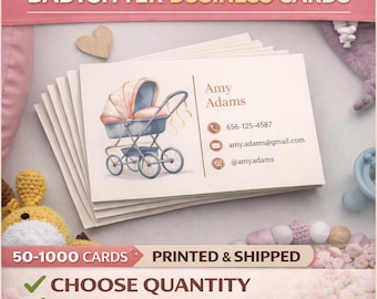 Babysitter Business Cards Printed | Childcare Nanny Business Card | Custom Name & Phone | Clear Design