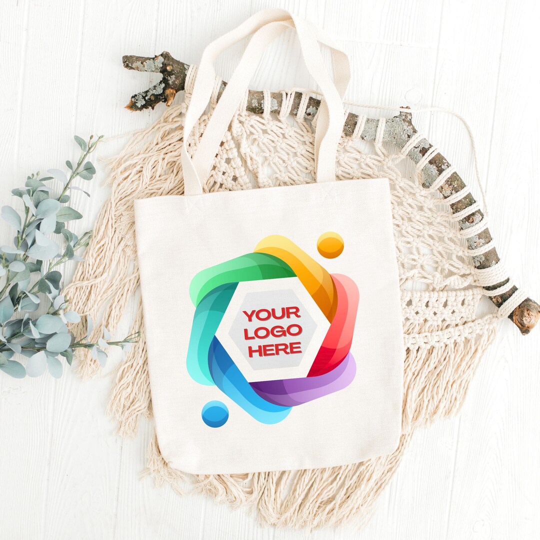 Custom Logo Canvas Tote Bag: Personalized Business Branding Bag - Etsy