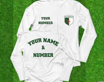 Custom Algeria Soccer Jersey: Personalized Name and Number Long Sleeve Football Shirt for Adults