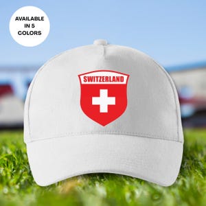 Switzerland Soccer Cap, Switzerland Country Flag in a Shield Hat, Printed Soccer Dad Cap, Soccer Mom Cap, Switzerland Football Unisex Cap
