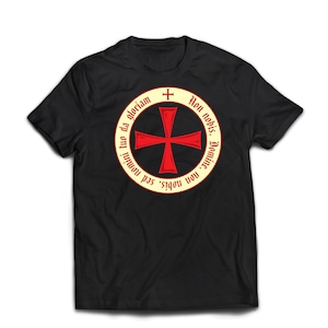 Men&#39;s The Templar Knights Non nobis Freemason Red Cross, Christianity T-shirt, Templar Cross, Knights Logo T-shirt, Christian Shirt