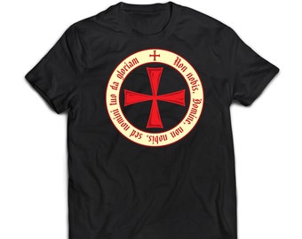 Templar Knights Red Cross T-Shirt, Freemason Non Nobis Design