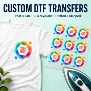 DTF-transfers met aangepast logo - 9 set drukklare opstrijkstickers