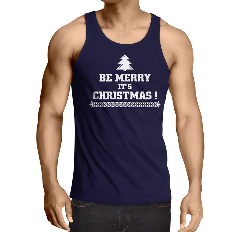 N4699V Men/'s It/'s Christmas Slogan Crew Neck Vest