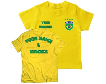 Custom Brazil Soccer Jersey for Kids With Your Name and Number