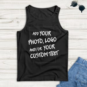 Benutzerdefinierte Herren Tank Top, personalisiertes Geschenk für Ihn, Ihr Firmenlogo, Bild, Fotodruck auf einem Tank Top, kundenspezifisches Design Tank, Ehemann Geschenk