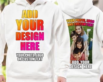 Custom Photo Unisex Hoodie, Personalized Text or Design Print Sweatshirt