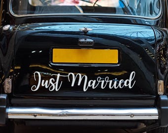 Personalized Just Married Car Decal: Mr & Mrs Wedding Vinyl Sticker