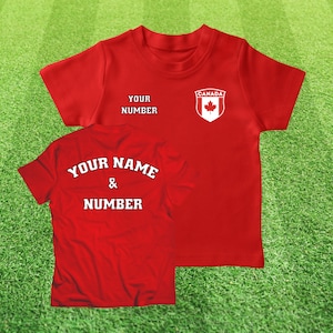 Personalized Canada Soccer Jersey for Kids, Custom Canadian Flag with Name and Number, Soccer Tee for Canadian Sports Team, Country Pride