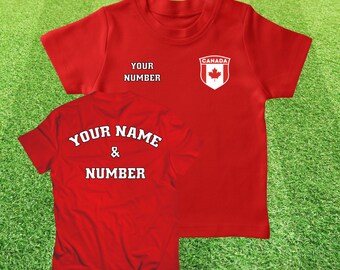 Personalized Kids Canada Soccer Jersey: Custom Name & Number, Canadian Flag Tee