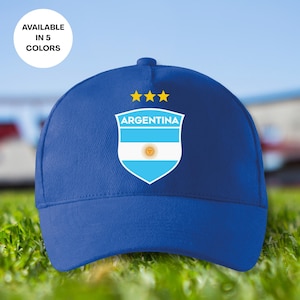 Argentina Soccer Cap, Argentinian Flag in a Shield Hat, Printed Soccer Dad Cap, Soccer Mom Cap, Argentina Football Unisex Cap, Sports Gift