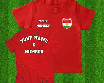 Camiseta de fútbol infantil personalizada del Kurdistán: nombre y número personalizados