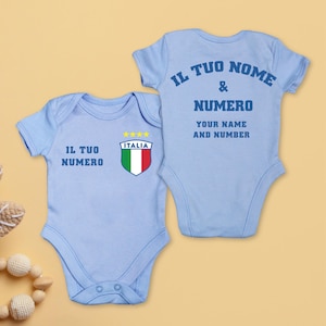 Custom Italy Football Team Baby Jersey, Personalized Italy Soccer Baby Bodysuit, Baby Boy, Girl Gift, Italy Soccer Tshirt - Toddler, Infant