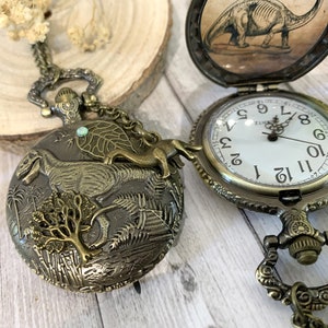 Jurassic dinosaur pocket watch, pocket watch Christmas gift for Boys and Girls image 1