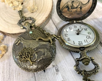 Jurassic dinosaur pocket watch, pocket watch Christmas gift for Boys and Girls