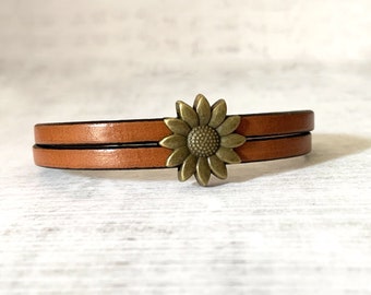 Bracelet personnalisé cuir femme double tours gravés de mots symboles, cadeau bracelet personnalisable