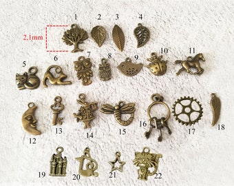 Lot de 6 pendentifs charms breloques pour création bijoux