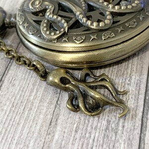Octopus Bronze pocket watch, Vintage Bronze octopus pocket watch, woman or man gift image 6