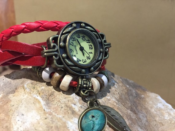 Montre Bohème Femme Ou Ado Petit Poignet Bijoux Colorée Perles Bois