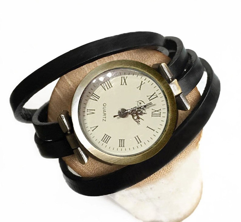 Wrist watch strap black leather strap several wrist strap image 5