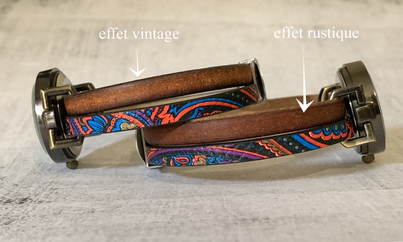 Damenuhr mit doppeltem Lederarmband im Vintage und Ethno-Stil, personalisierbar mit einer Gravur als Geschenk für eine Frau Bild 2