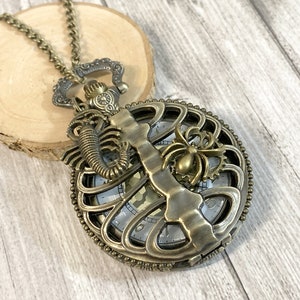 Gothic steampunk bronze metal pocket watch, old style watch gift for men or women