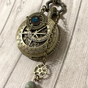 Pocket Watch Sextant Gift for Men's Ancient Costumes, Vintage Bronze Pocket Watch, Free delivery