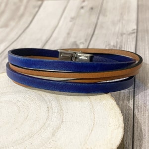 Pulsera doble de piel para hombre, estilo streetwear casual y trendy, para personalizar con grabado