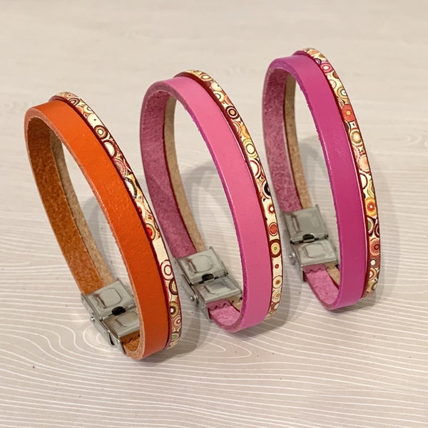 Bracelet Femme au style rétro couleurs estivales cuirs duo colorés cadeau féminin