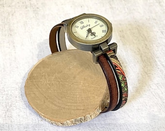 Women's watch with customizable double leather strap with engraving, special gift for women, moms, godmothers, birthdays