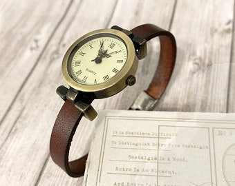 Montre femme cuir vintage cadeau montre avec bracelet - Etsy France
