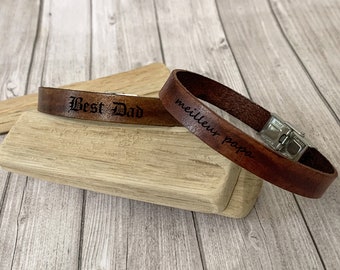 Men's aged-look leather bracelet, original and customizable gift for men, birthday, Father's Day