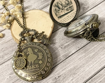 Alice in Wonderland Alice Pocket Watch, Alice&#39;s Wonderland Gift, Free delivery