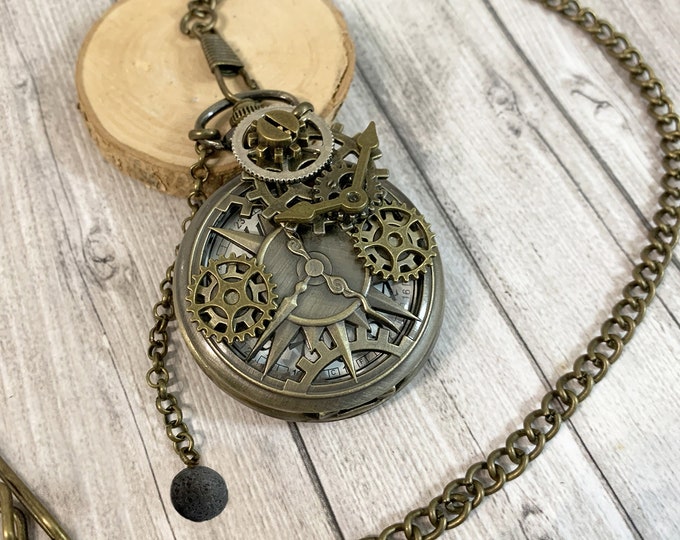 Steampunk style pocket watch, antique bronze pocket watch, man woman gift