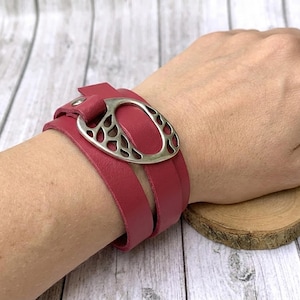 Hedendaags design, echt leren wikkelarmband voor mannen – handgemaakt cadeau voor hem en haar.