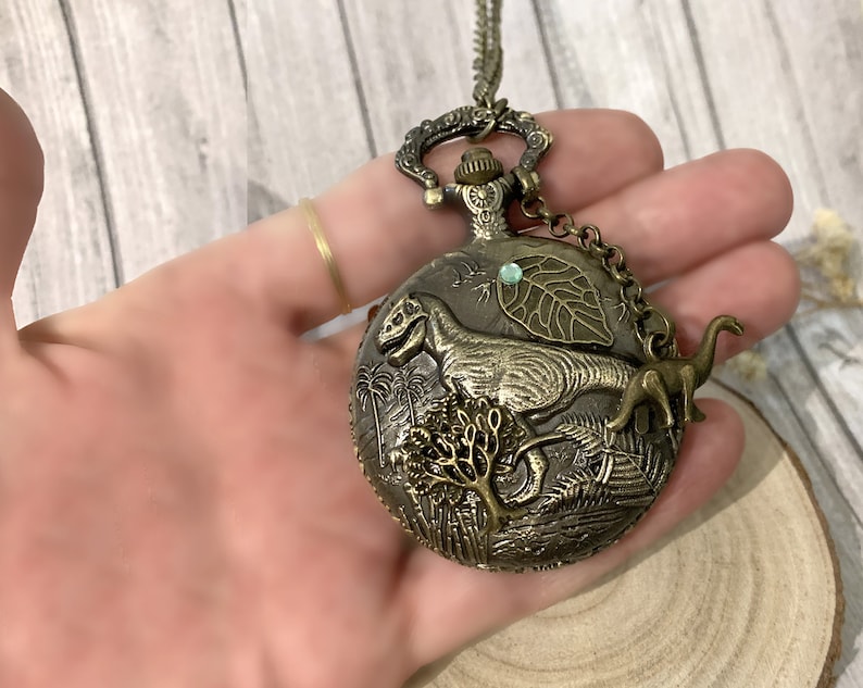 Jurassic dinosaur pocket watch, pocket watch Christmas gift for Boys and Girls image 4