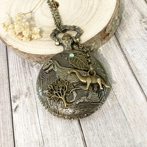 Jurassic dinosaur pocket watch, pocket watch Christmas gift for Boys and Girls image 2