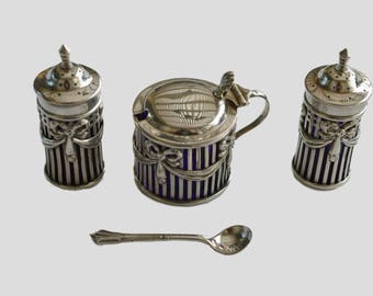 Sterling Silver Condiment Set, London 1909