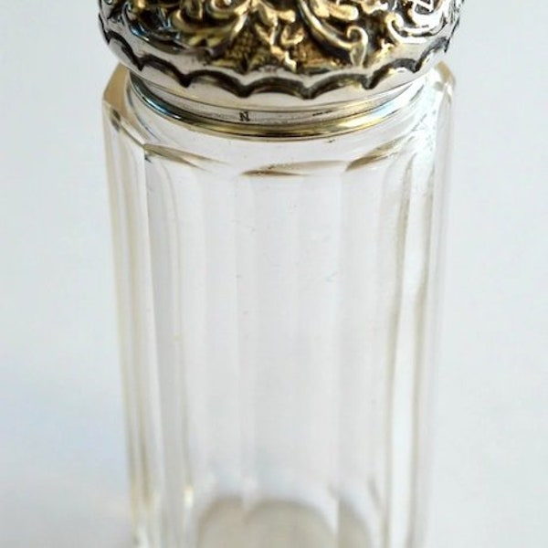 Antique Silver Top Cut Glass Bottle, Chester 1902