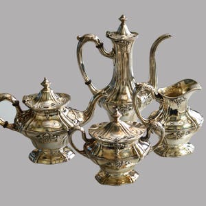 Conjunto de chá e café em prata Gorham 1907 com 4 peças