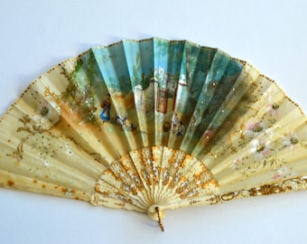 19th C Hand Painted French Fan